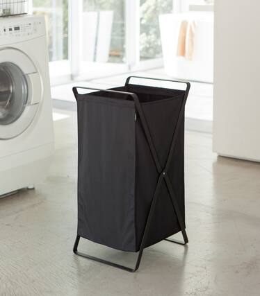 Front. Yamazaki Home - Laundry Hamper - Black.