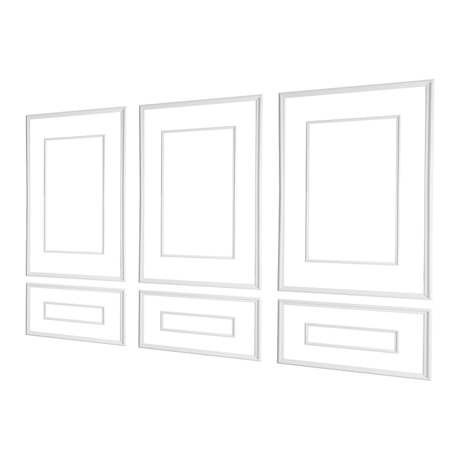 Front. VEVOR - Wall Molding 3 Pack, Wainscoting Panels Kit with Dual-Line Wide & Narrow Profile, Lightweight Paintable Polystyrene - White.