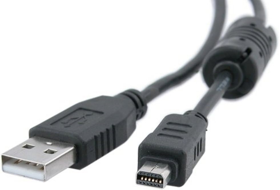 Front. OM System - CB-USB8 26-Inch USB Type-A to Mini USB Type-B Camera Data Transfer Cable for OM SYSTEM Cameras - Black.