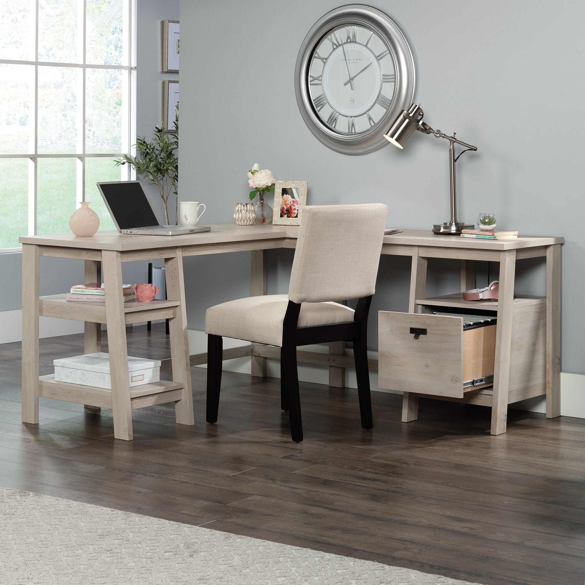 Sauder - Trestle L-Desk - Chalked Chestnut - Front_Zoom
