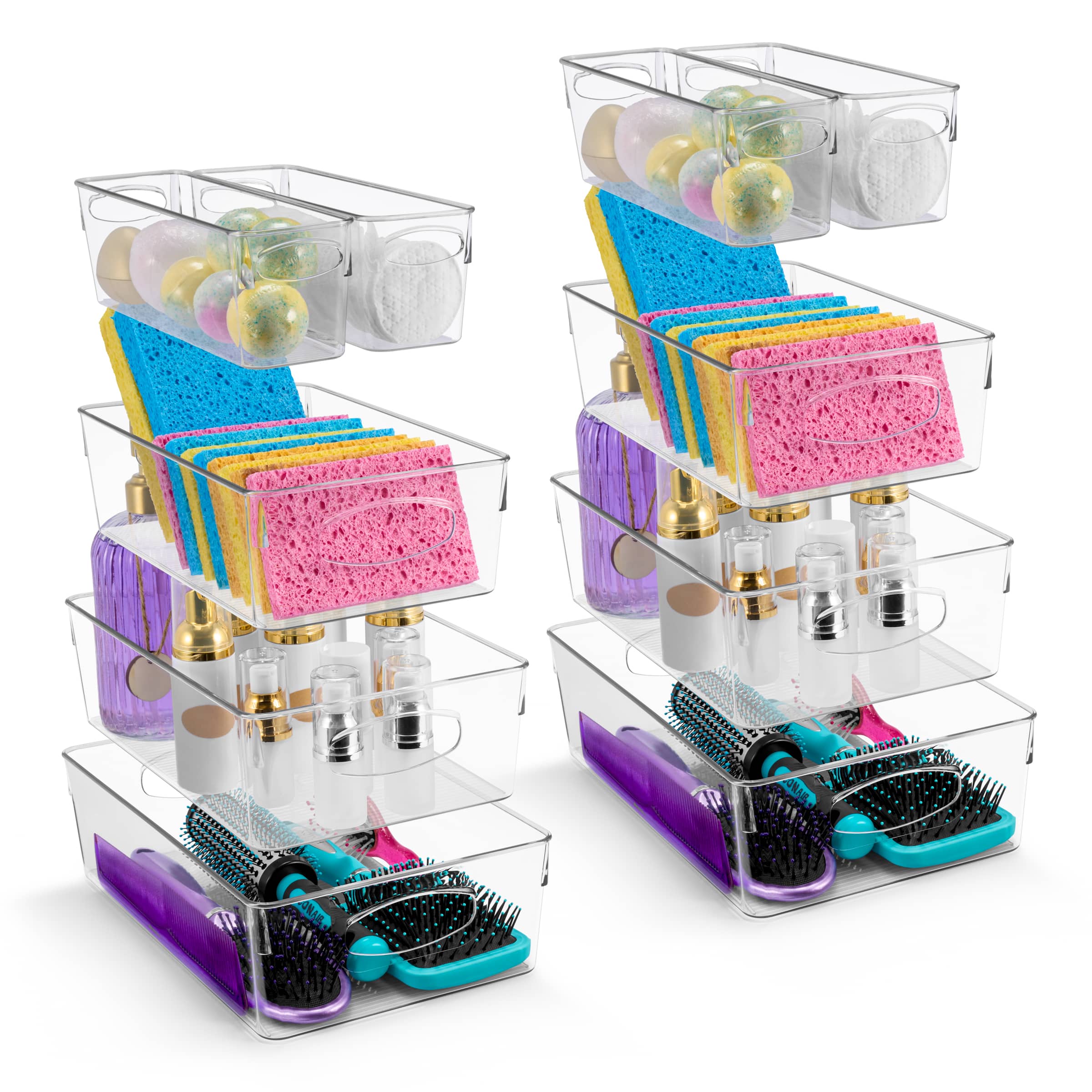 Sorbus - Plastic Storage Bins for Organizing, 10 Pack Organizer Bins with Handles - Clear