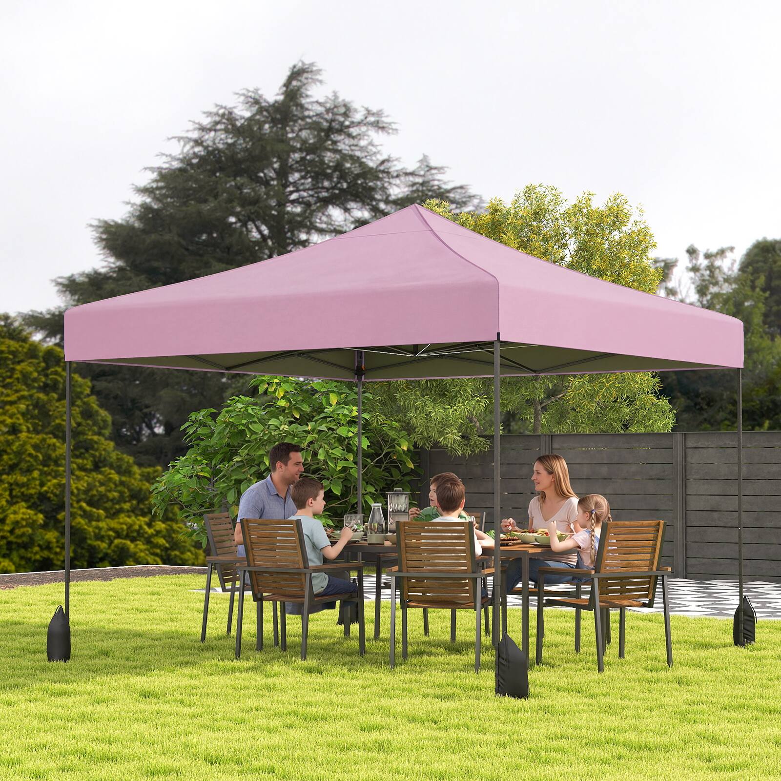 Alt View 4. Costway - Costway Pop up Canopy Tent, Heavy-duty Easy Setup Gazebo Shelter with Wheeled Bags - Pink.