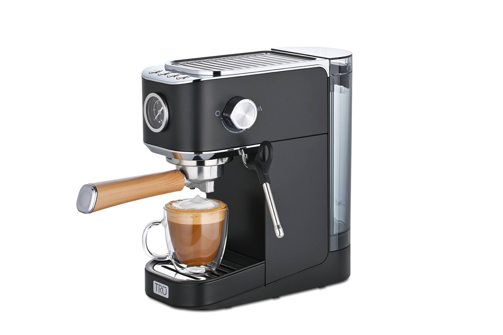Left. Tru - Slim Profile 19 Bar Espresso Machine - Black.
