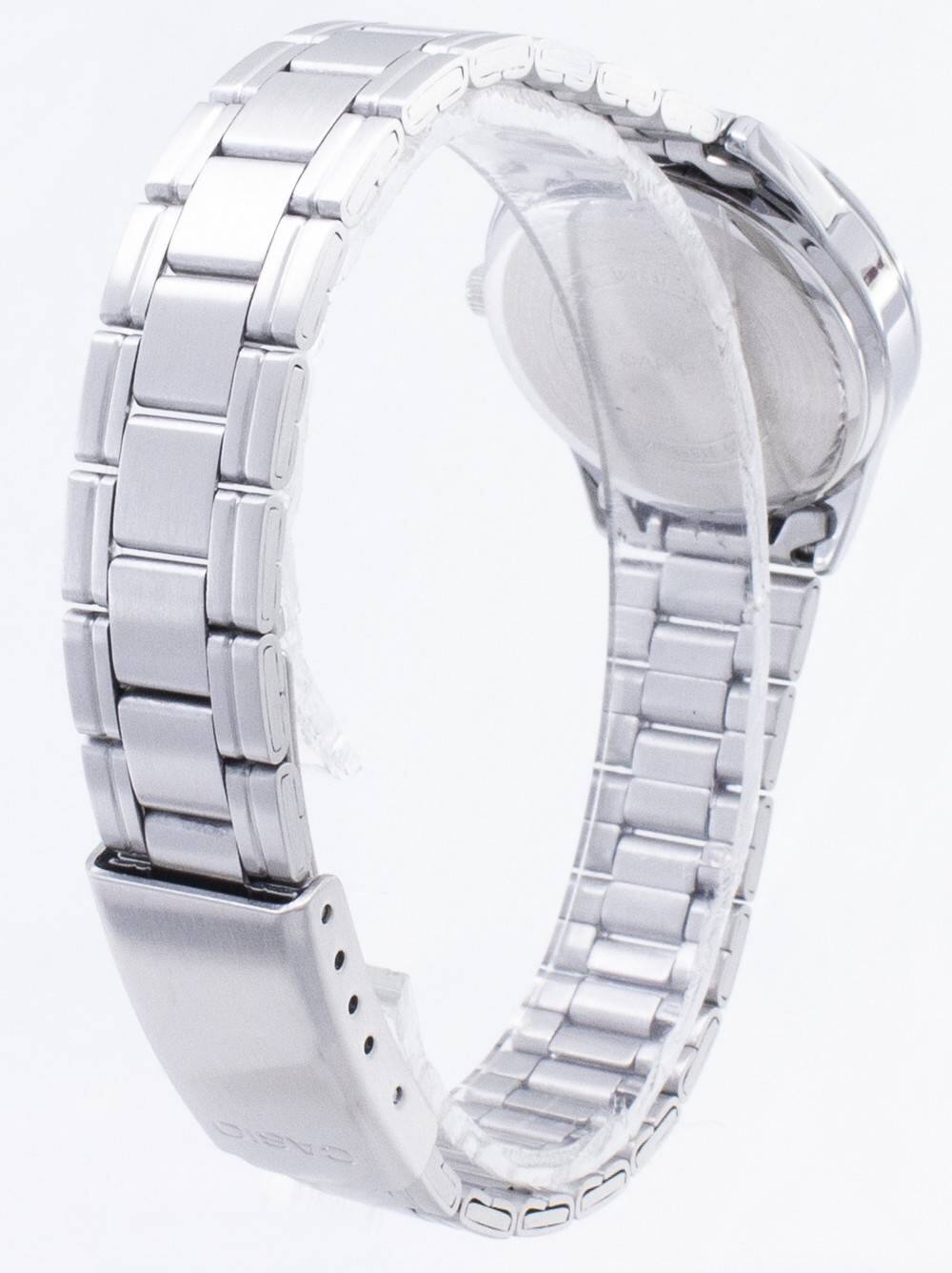 Back. Casio - Quartz LTP-V005D-7B2 Analog Stainless Steel White Dial Women's Watch - White,Silver.