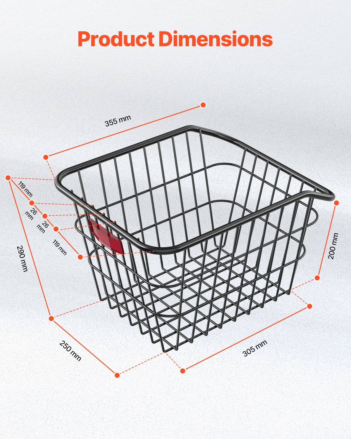 Product Dimensions

- 355 mm
- 290 mm
- 250 mm
- 305 mm
- 200 mm
- 119 mm
- 26 mm
- 26 mm