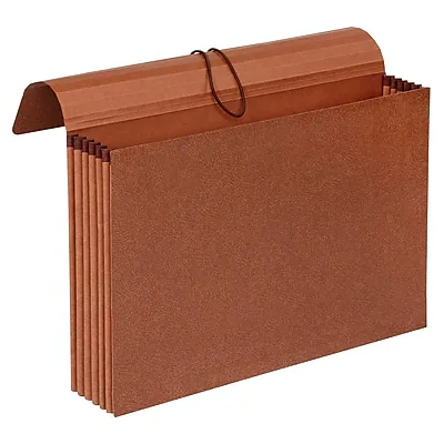 Front. Pendaflex - 30% Recycled Expanding Wallet with Elastic Closure, Legal, Brown - Brown.