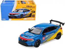 Pop Race - Honda Civic Type R FL5 "Spoon Sports" "Tokyo Auto Salon - Hong Kong 2025" 1/64 - Blue and Yellow