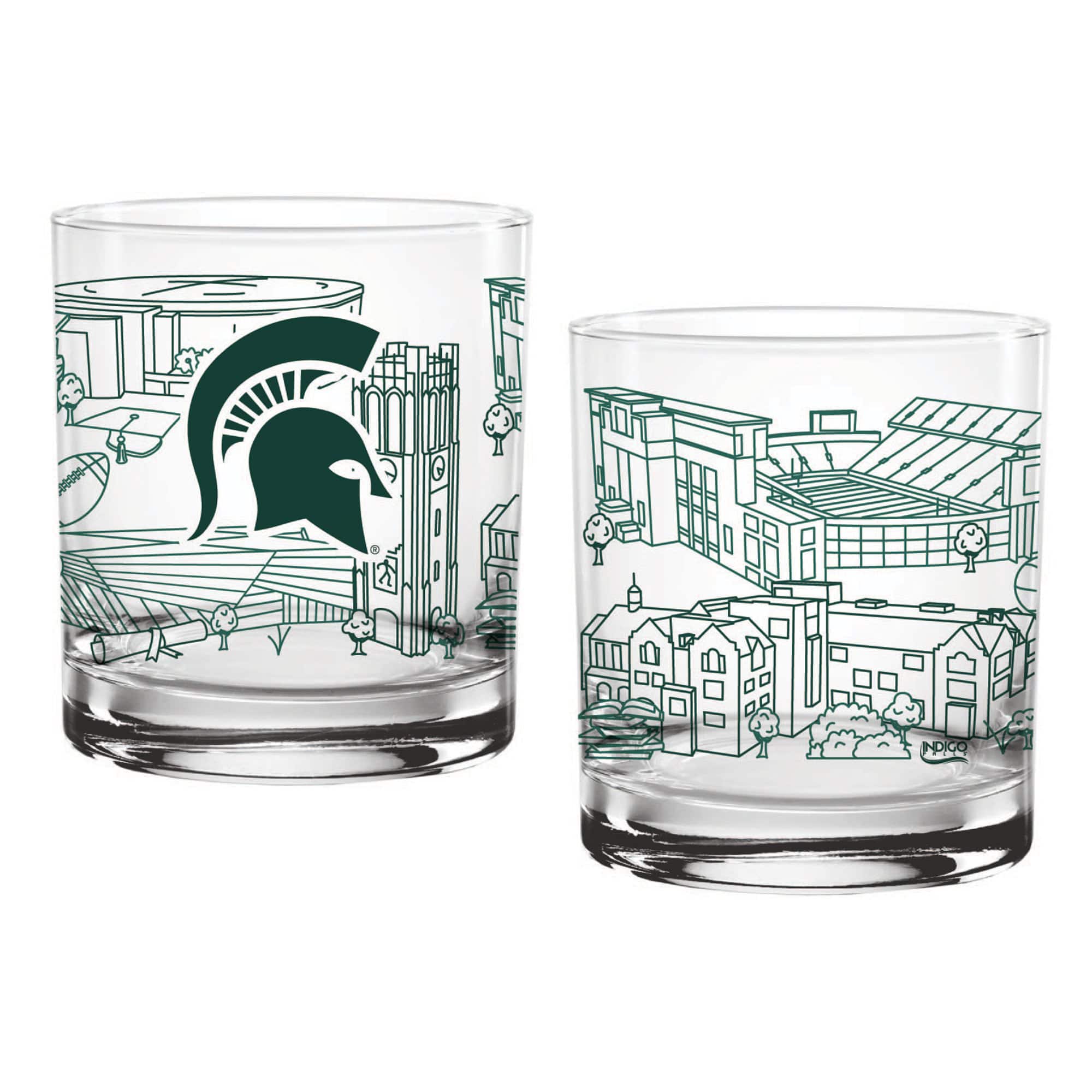 Photos - Glass Indigo Falls - Michigan State Spartans Two-Pack 14oz. Campus Line Art  - Multicolor 201641233 