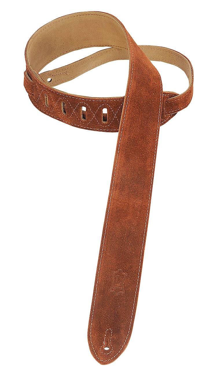 Front. Levy's Leathers - 2" Suede Guitar Strap with Soft Backing, Adjustable 36"–52", Classics Series for Electric Acoustic and Bass - Brown.