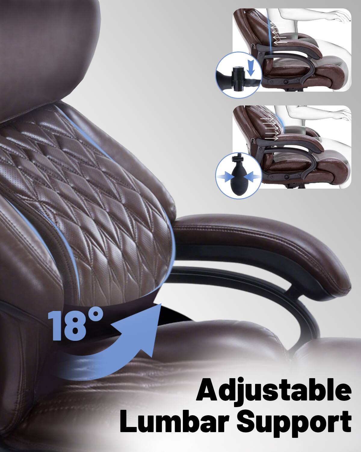 Alt View 1. Forest'nSky - Big & Tall Executive Chair - 600lb Heavy Duty Office Chair with Pocket Spring Cushion - Brown.