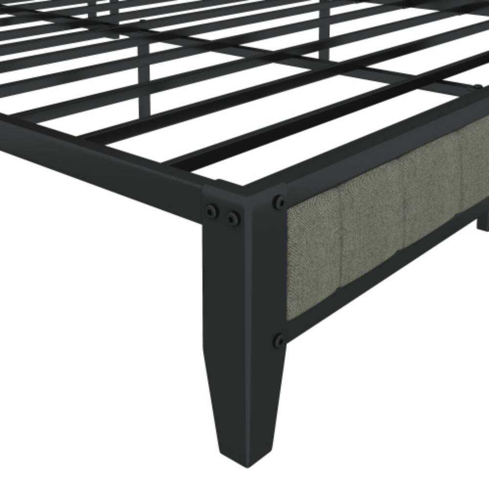 Alt View 1. LUCKY ONE - King Size Platform Bed Frame with USB Outlets and Shelf, Heavy Duty Metal Slats, No Box Spring Needed, Under-Bed Storage - Light Gray.