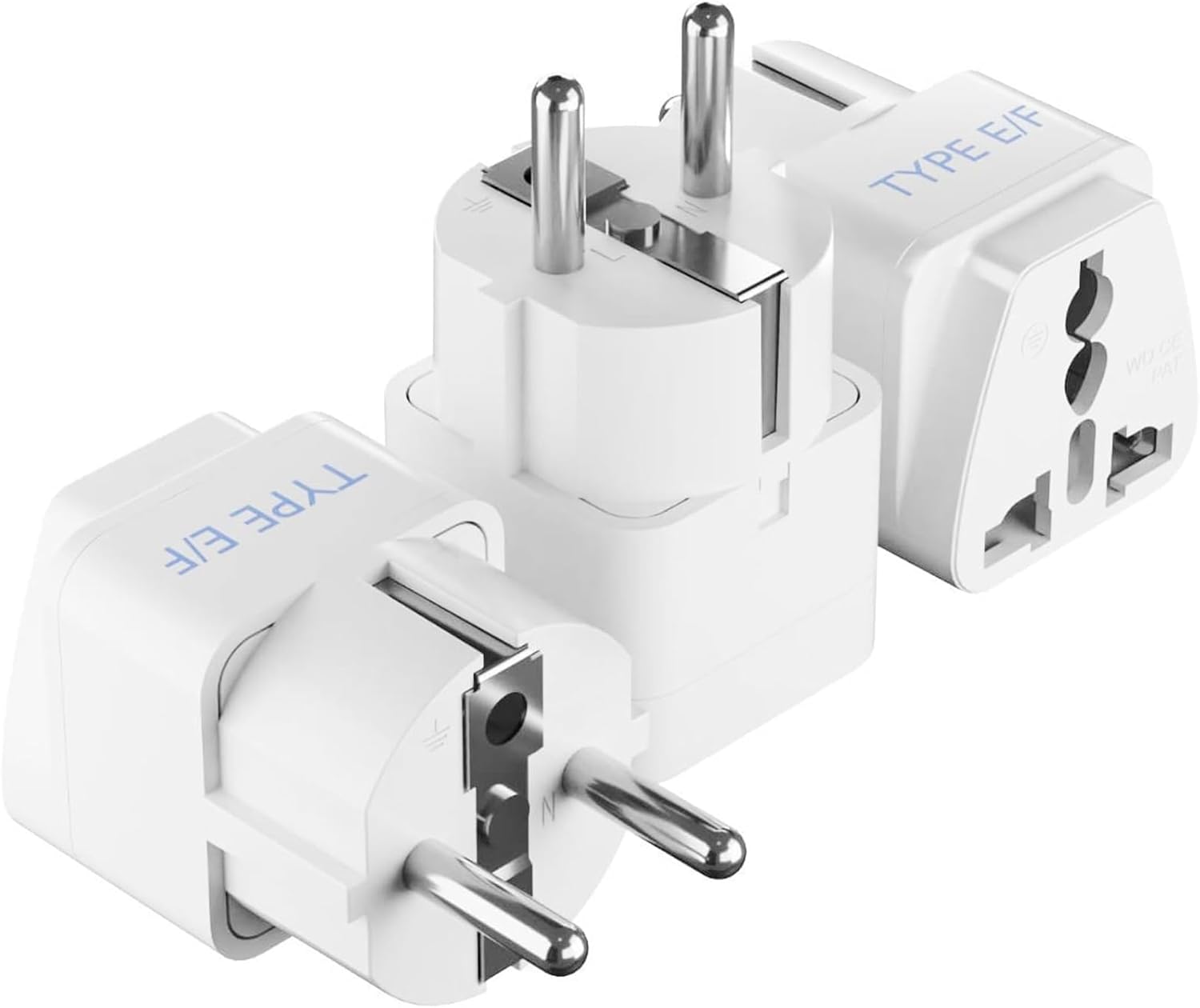 Ceptics - Schuko Type E/F Travel Plug Adapter 3-Pack - White