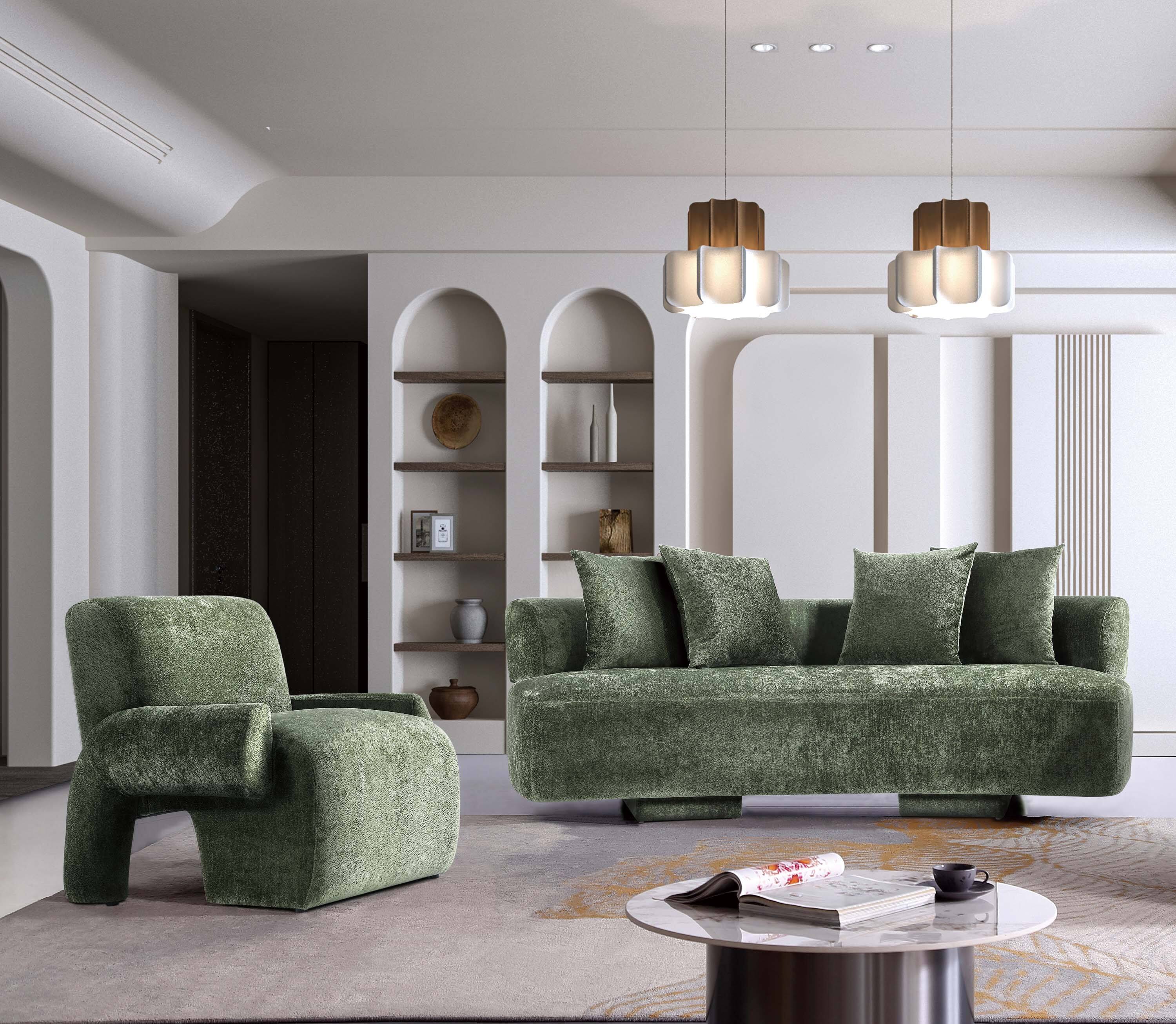 Angle. Manhattan Comfort - Verandah Mid-Century Modern 2-Piece Sofa Set - Olive Green.