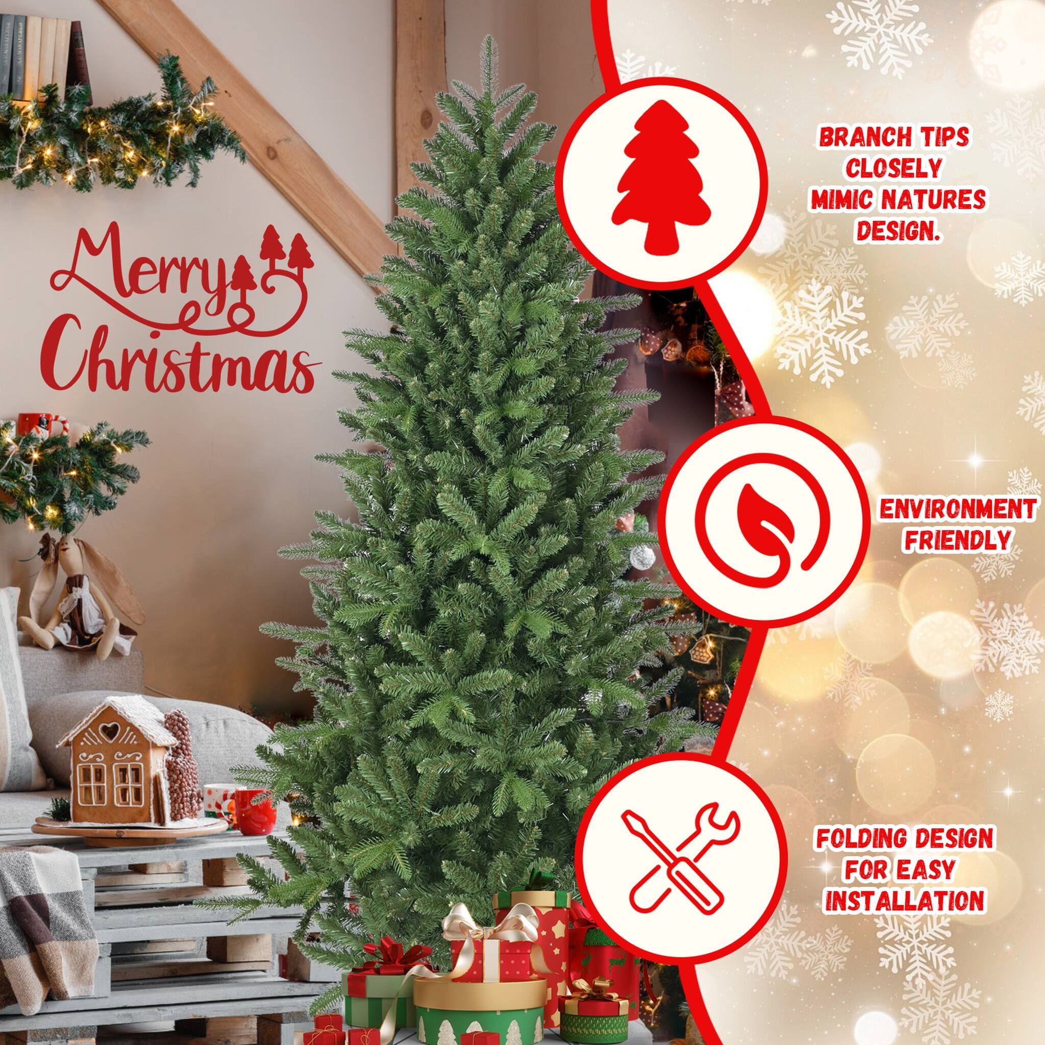Honny's Christmas

- BRANCH TIPS CLOSELY MIMIC NATURE'S DESIGN.
- ENVIRONMENT FRIENDLY
- FOLDING DESIGN FOR EASY INSTALLATION
