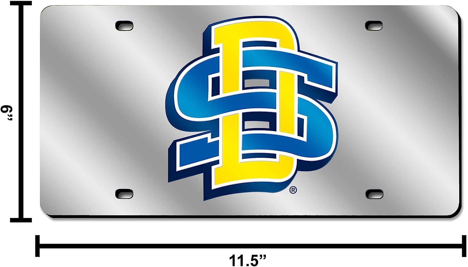 Alt View 4. Rico Industries - South Dakota State Jackrabbits Mirrored Laser Cut License Plate Laser Tag - Multi.