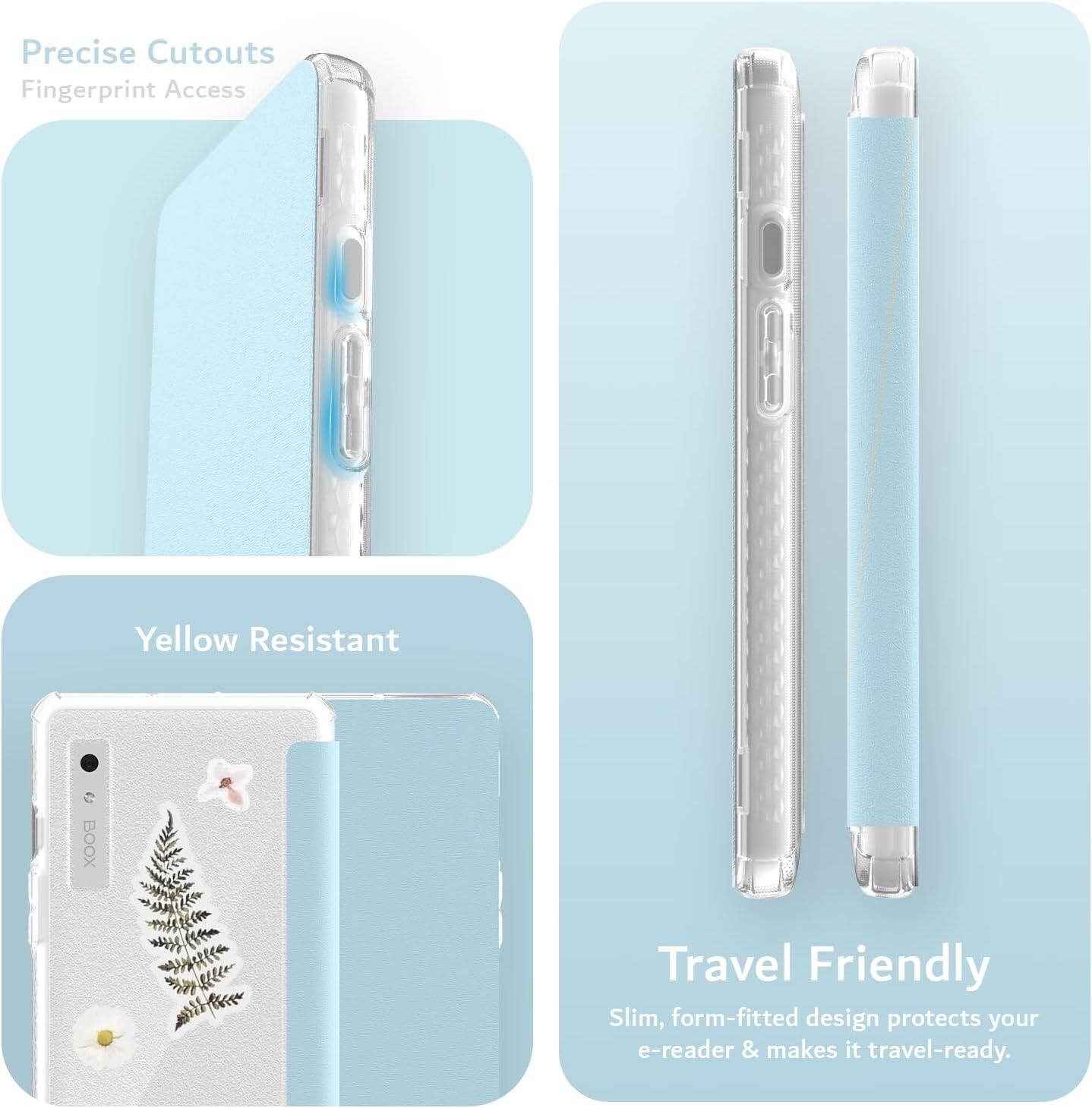 Precise Cutouts  
Fingerprint Access  

Yellow Resistant  

Travel Friendly  
Slim, form-fitted design protects your e-reader & makes it travel-ready.