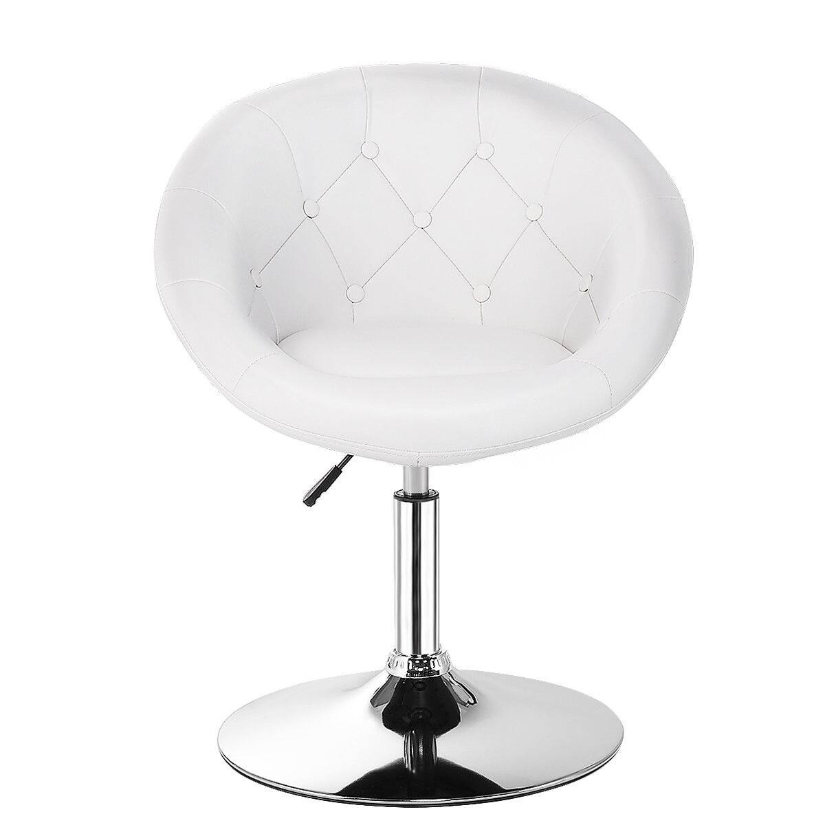 Alt View 6. Costway - Costway 1PC Adjustable  Round  Swivel Tufted Back Accent Chair PU Leather - White.