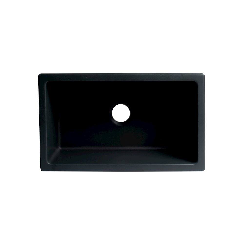 Alt View 4. Alfi - ALFI brand 30 Black Matte Reversible Smooth / Fluted Single Bowl Fireclay Farm Sink - Black.