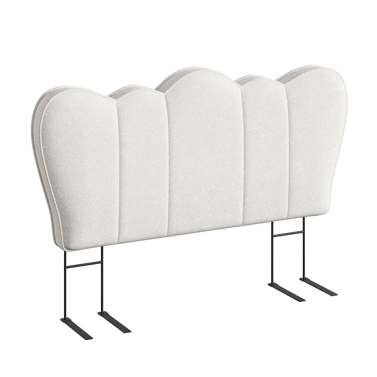 Alt View 4. Pinmoco - Upholstered Headboard Ergonomic Fabric Headboard Suitable for 8-14 inch Mattress - Ivory.