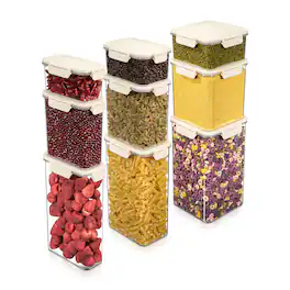 Sorbus - 9-Pack Airtight Food Storage Container Set – Stackable Pantry Canisters with Lids for Rice, Beans, Sugar - Clear