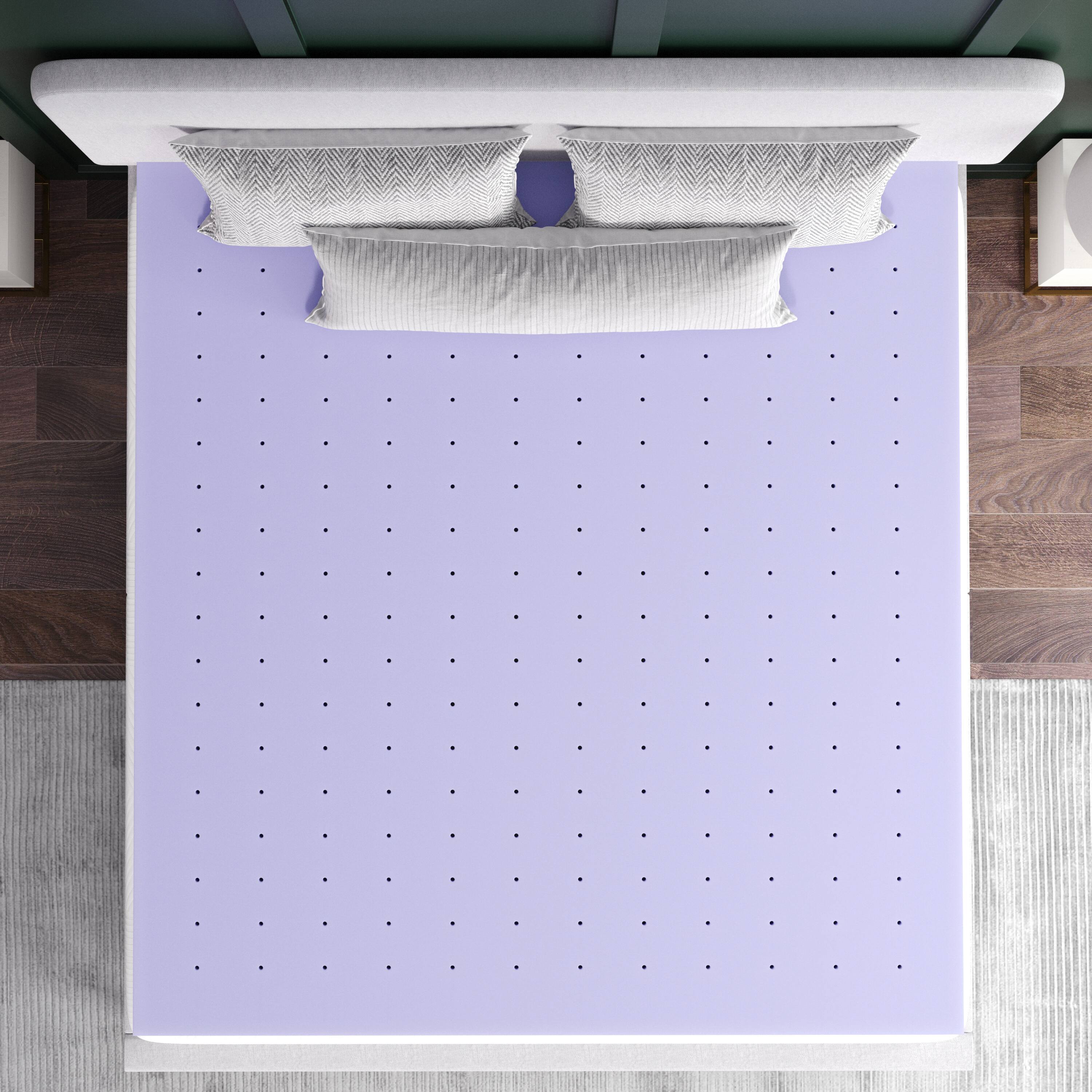 Front. Emma + Oliver - Astor Memory Foam Mattress Topper with Lavender Infused, CertiPUR-US Certified Foam and Ventilated Construction - Purple.