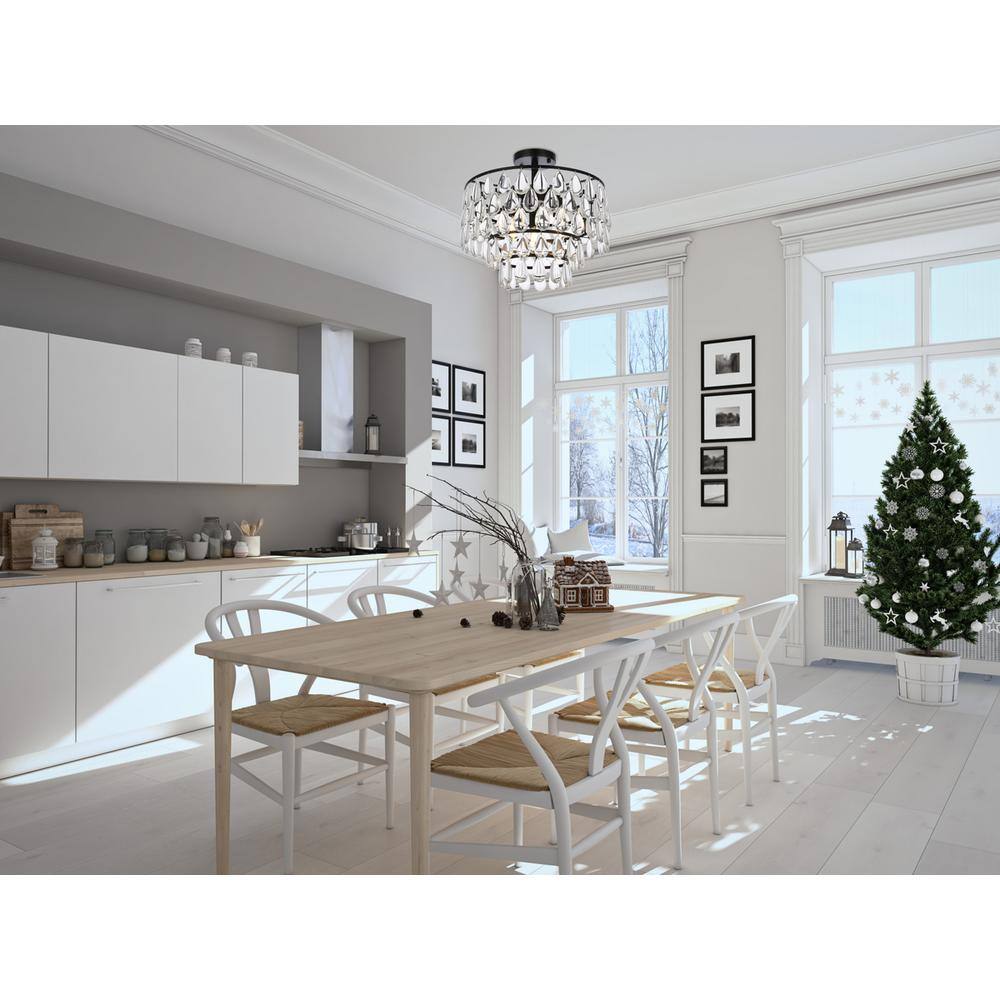 Left. Elegant Lighting - Mila 16 inch flush mount in black - Black.