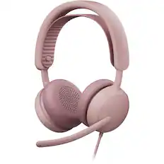 Front. Logitech - Logitech Zone Wired 2 ANC On-Ear Stereo Headset for Business, Teams - Rose - Rose.