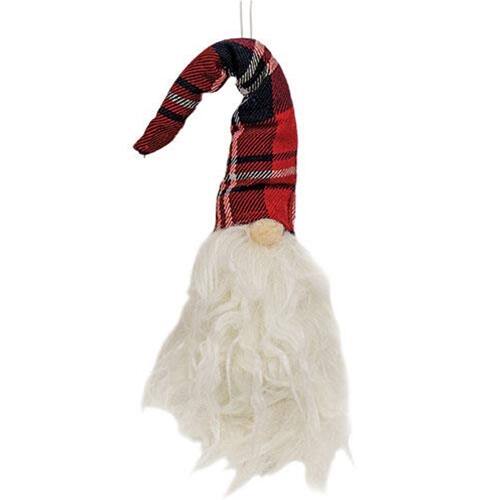 Front. BreeBe - *Red & Black Plaid Hat Santa Gnome Ornament - Red, Black.