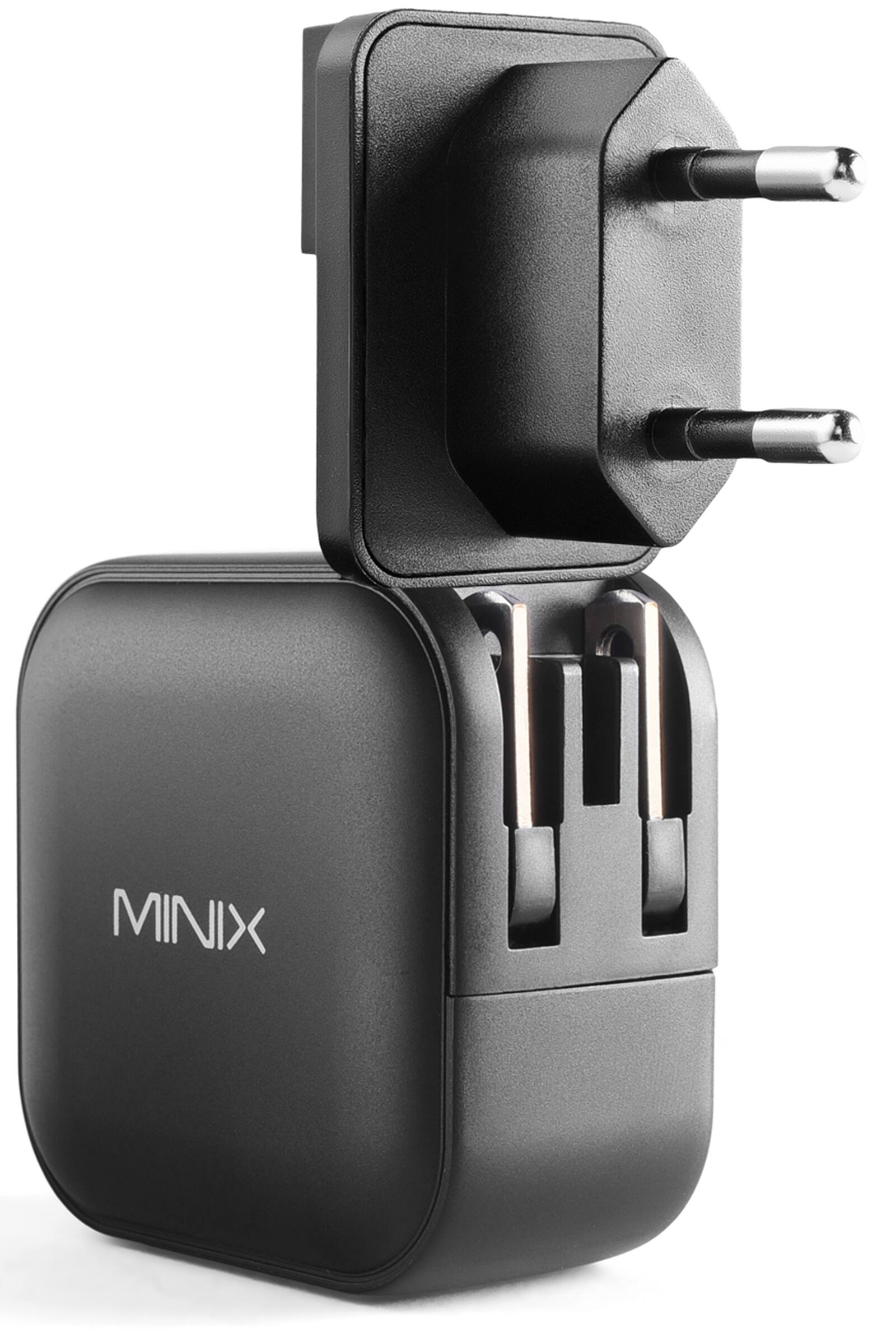 Alt View 11. MINIX - 66W Turbo 3-Port GaN Foldable Wall Charger, 2-USB-C Port Fast Charger/1-USB-A Quick Charger, US/EU/UK Plugs for Travel - Black.