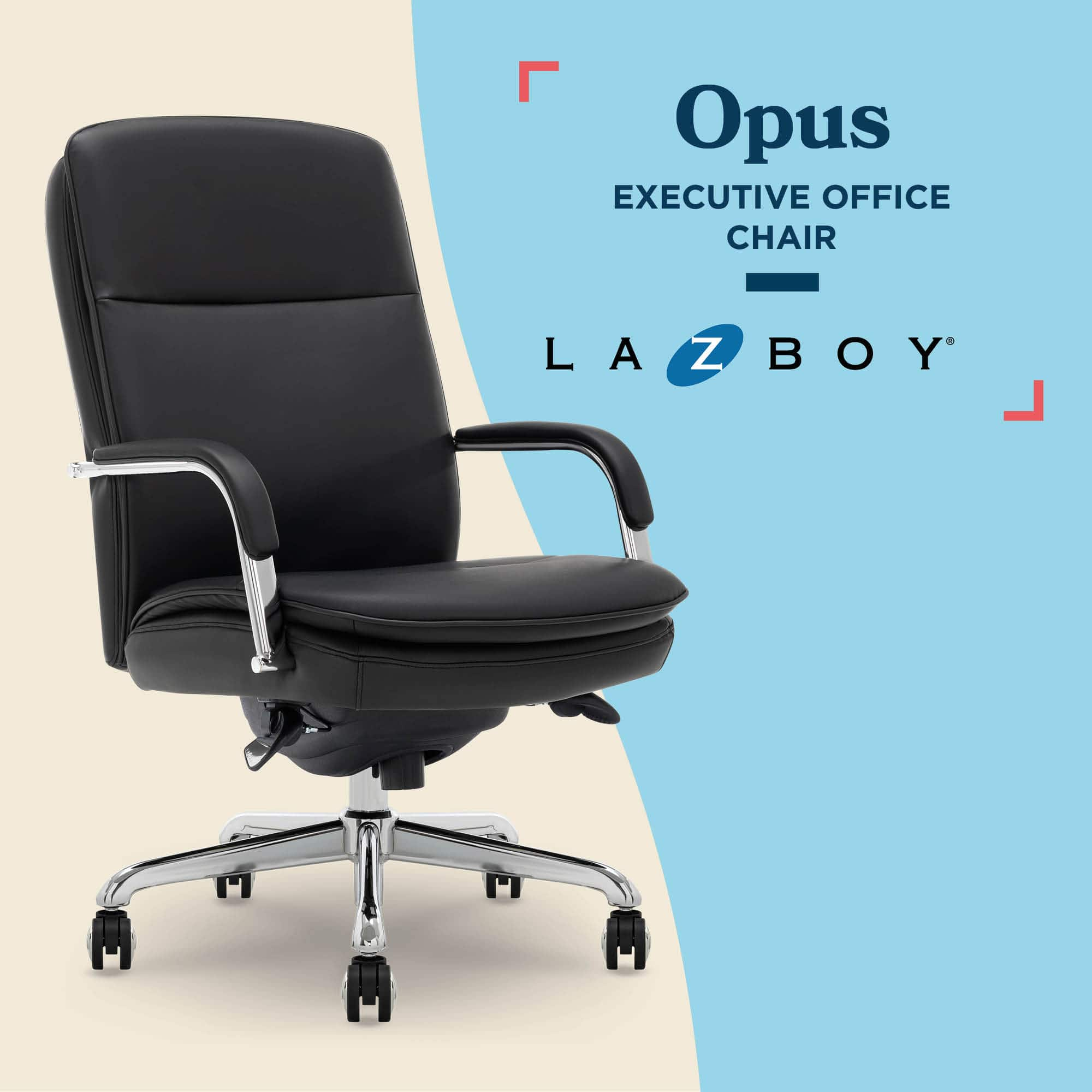 La-Z-Boy Opus Executive Mid-Back Bonded Leather Office Chair Black and ...