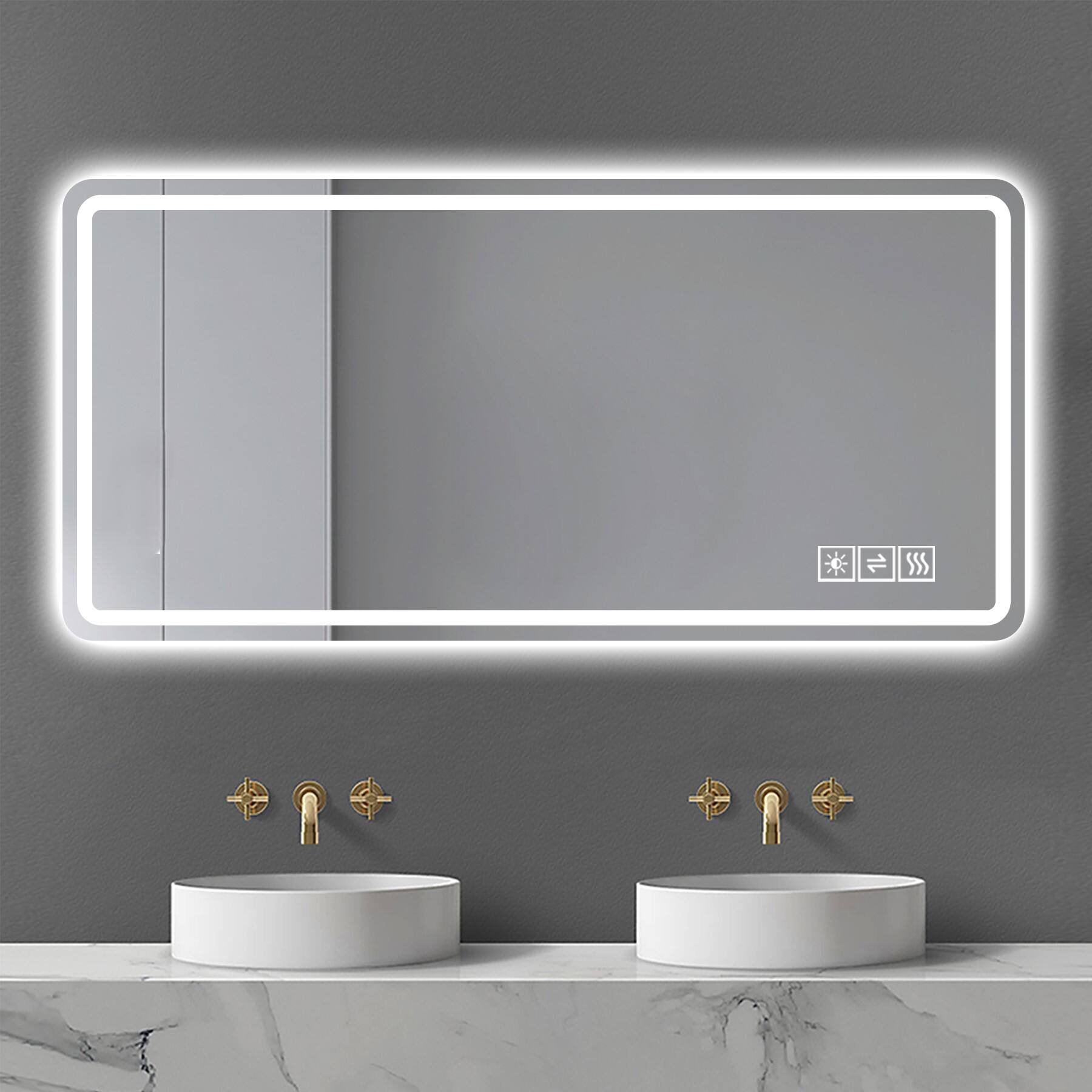 Alt View 9. Ecooso - 28x60in LED Bathroom Mirror, Anti-Fog, Dimmable, Shatter-Proof, Ideal for Makeup & Shaving - Silver.