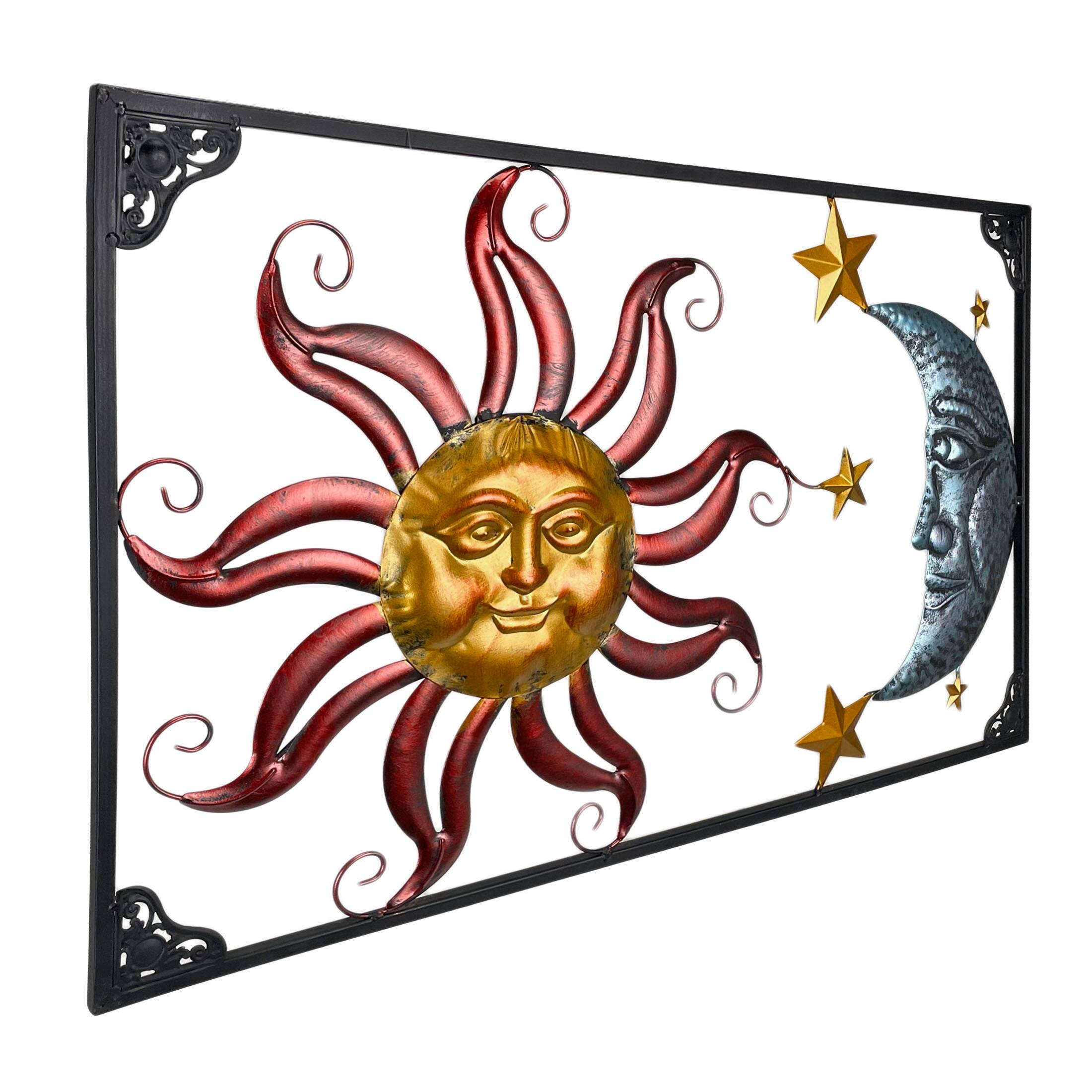 Alt View 1. Zeckos - Tri-Tone Celestial Sun Moon and Stars Indoor/Outdoor Metal Wall Art - Copper.