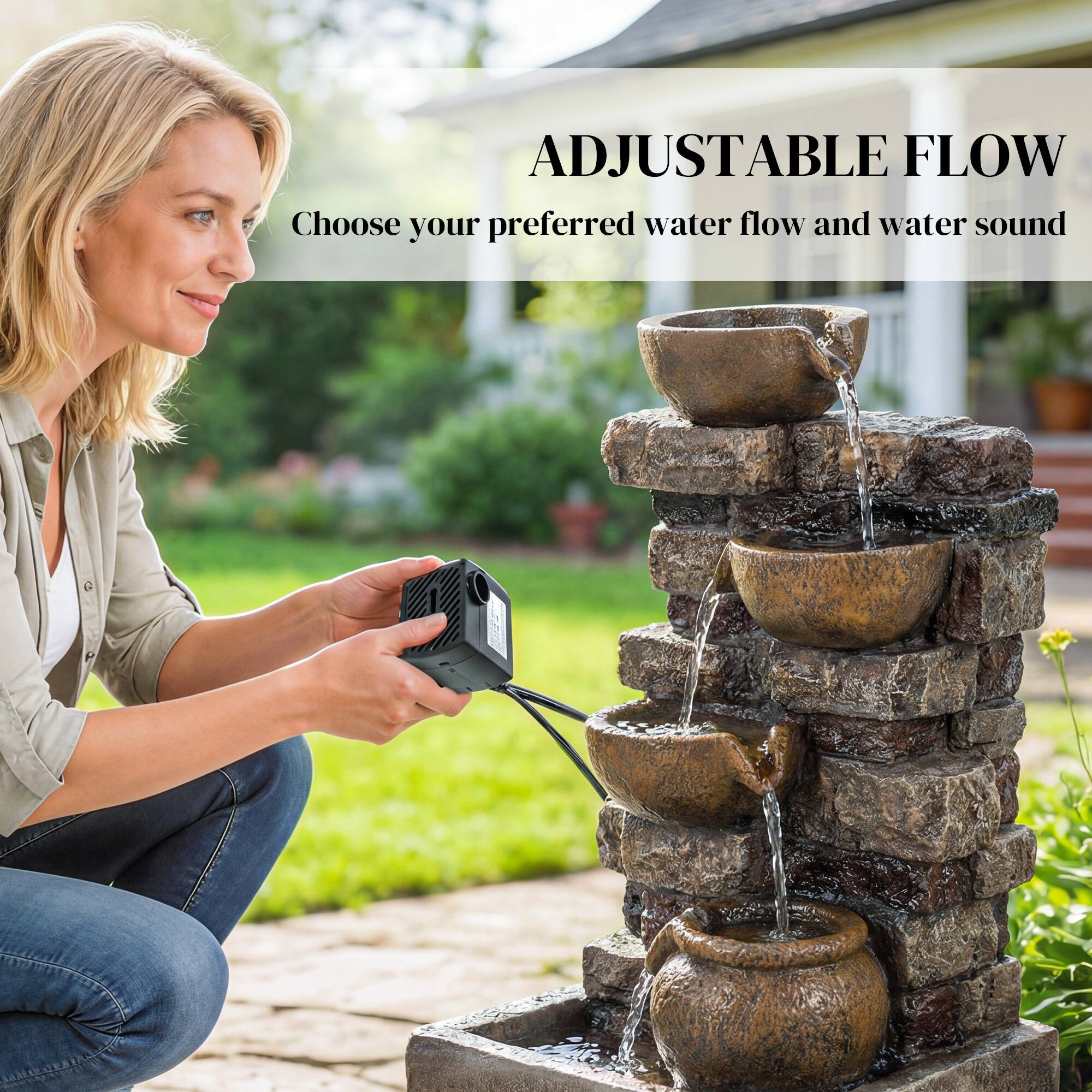 ADJUSTABLE FLOW  
Choose your preferred water flow and water sound