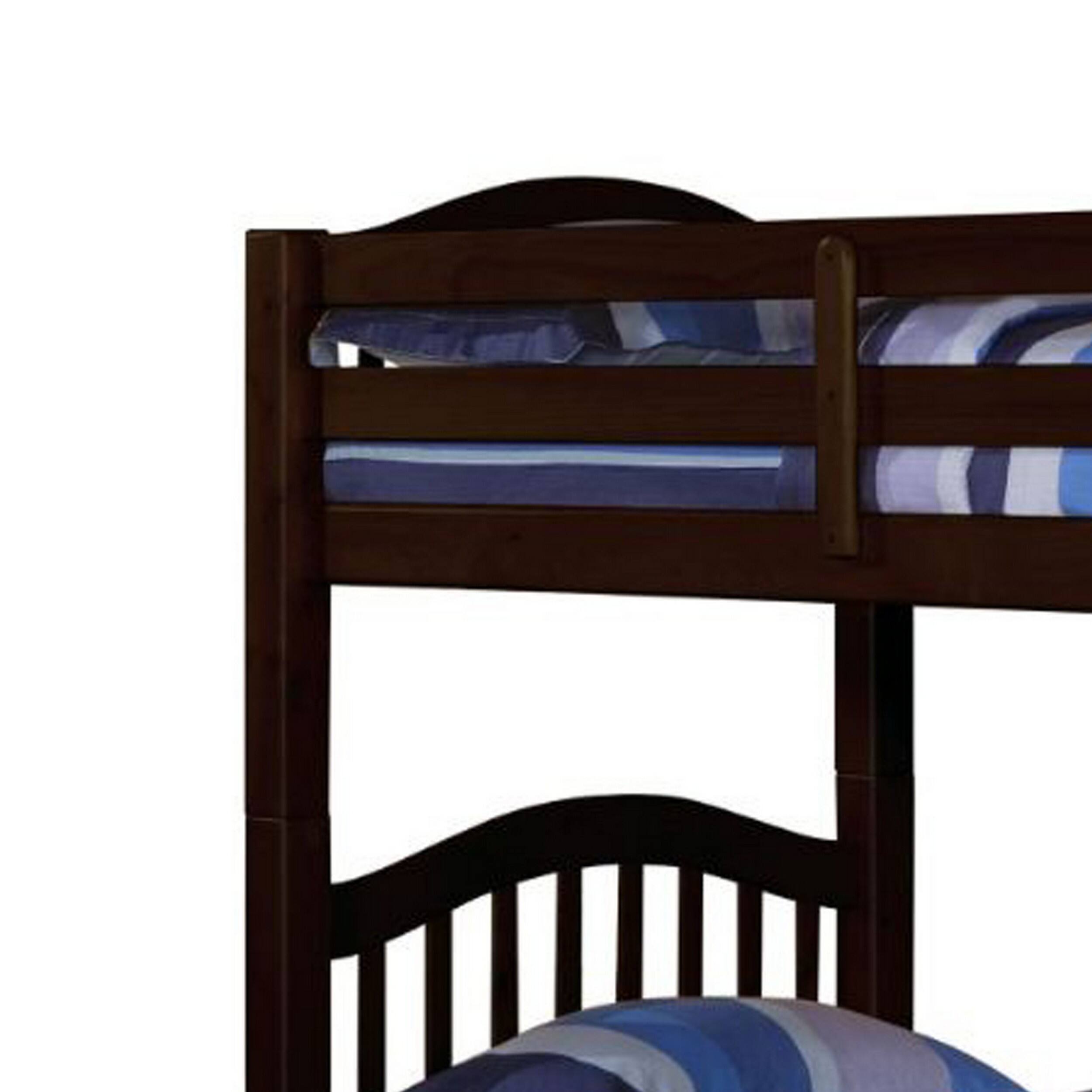 Alt View 1. Manhattan Lane - Twin Over Twin Bunk Bed, Pine Wood, Slatted Headboard - Brown.