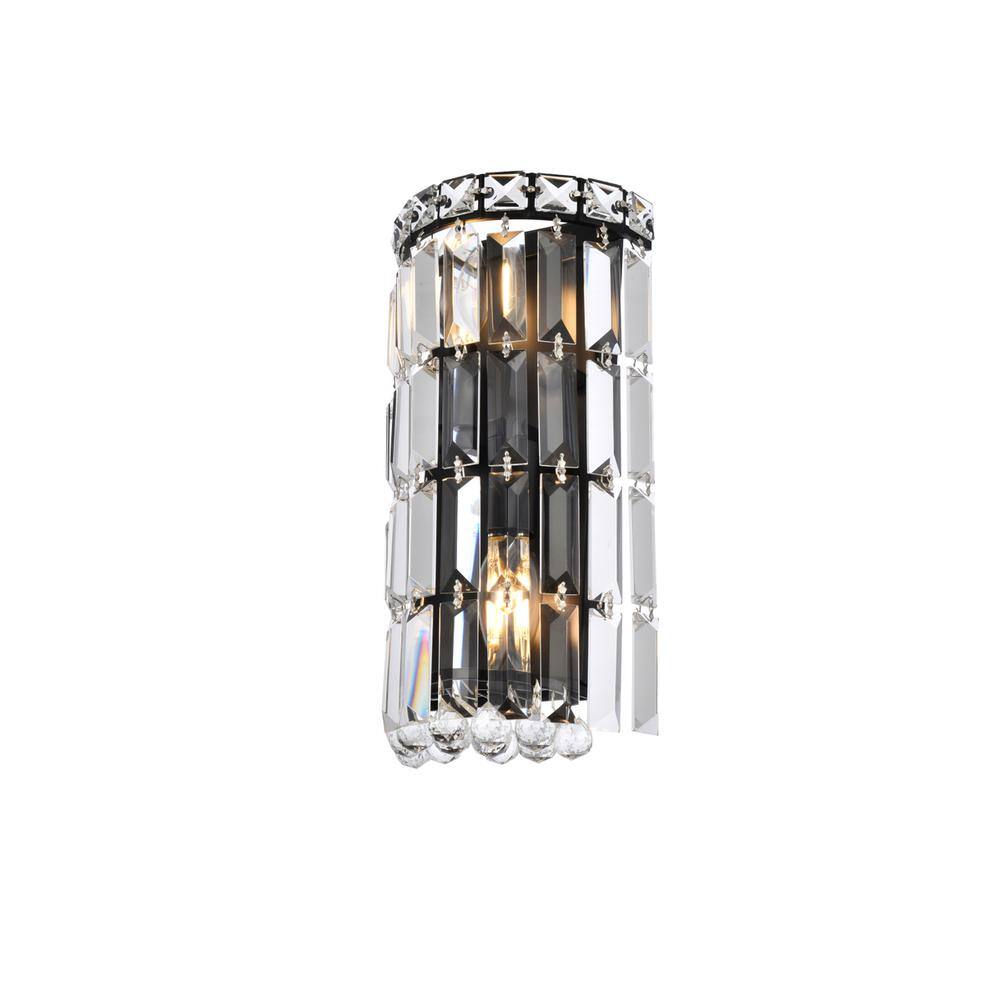 Alt View 2. Elegant Lighting - Maxime 6 Inch Black Wall Sconce - Black And Clear.