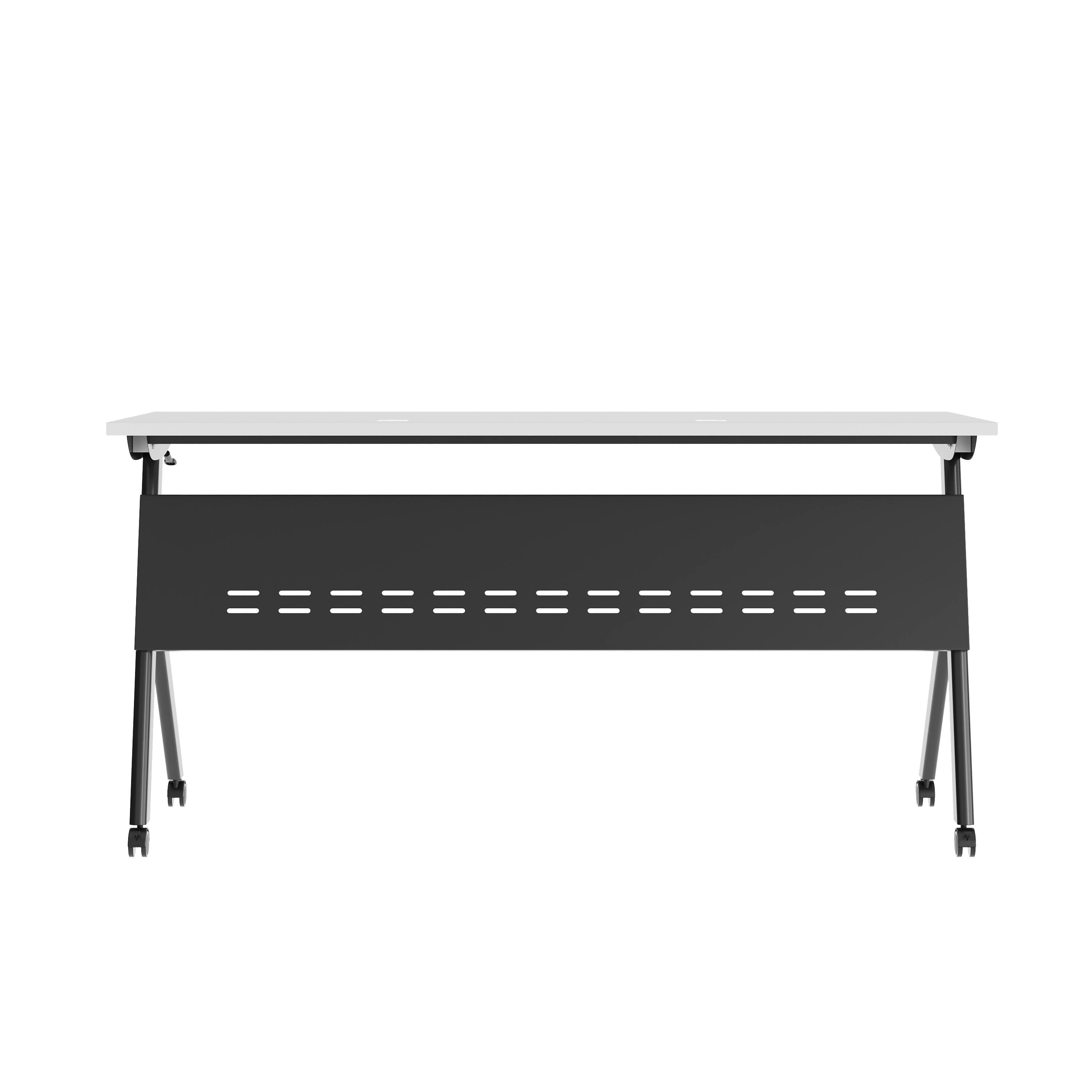 Alt View 5. Emma + Oliver - Griffin Heavy-Duty Flip Top Training Table with Nesting Design, Privacy Panel, Y-Legs, Tabletop, Metal Frame - Gray Top/Black Frame.