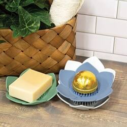 Angle. BreeBe - Silicone Lotus Shower Steamer or Soap Tray - 4 Asstd. - Multicolor.