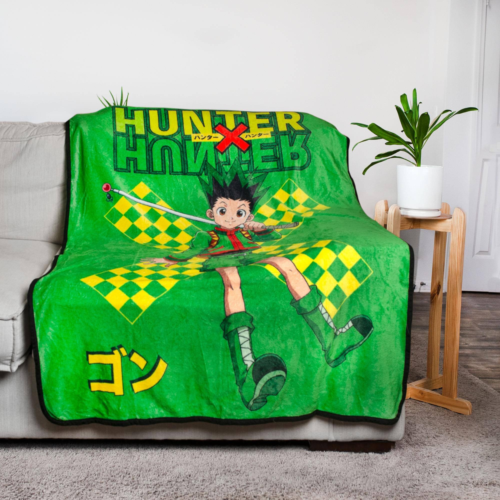 Alt View 1. Just Funky - Hunter X Hunter Gon Freecss Fleece Throw Blanket | 45 x 60 Inches - Green.