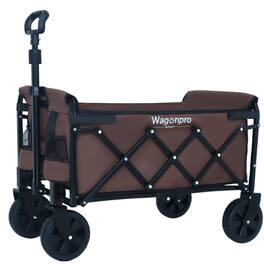 Mondawe - Expandable Dual-Layer Wagon Utility Carts w/ 225LBS Capacity, 360° All-Terrain Wheels - Brown
