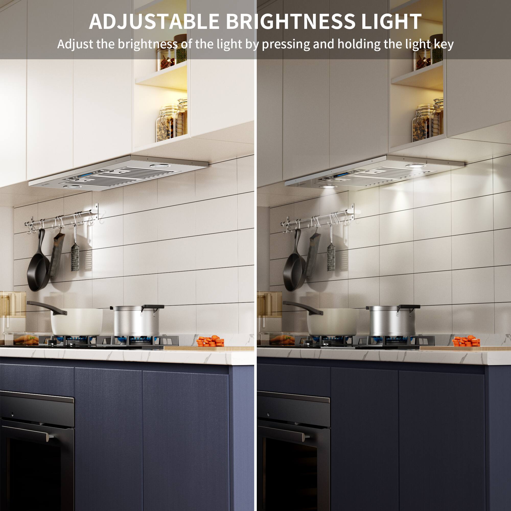 ADJUSTABLE BRIGHTNESS LIGHT  
Adjust the brightness of the light by pressing and holding the light key