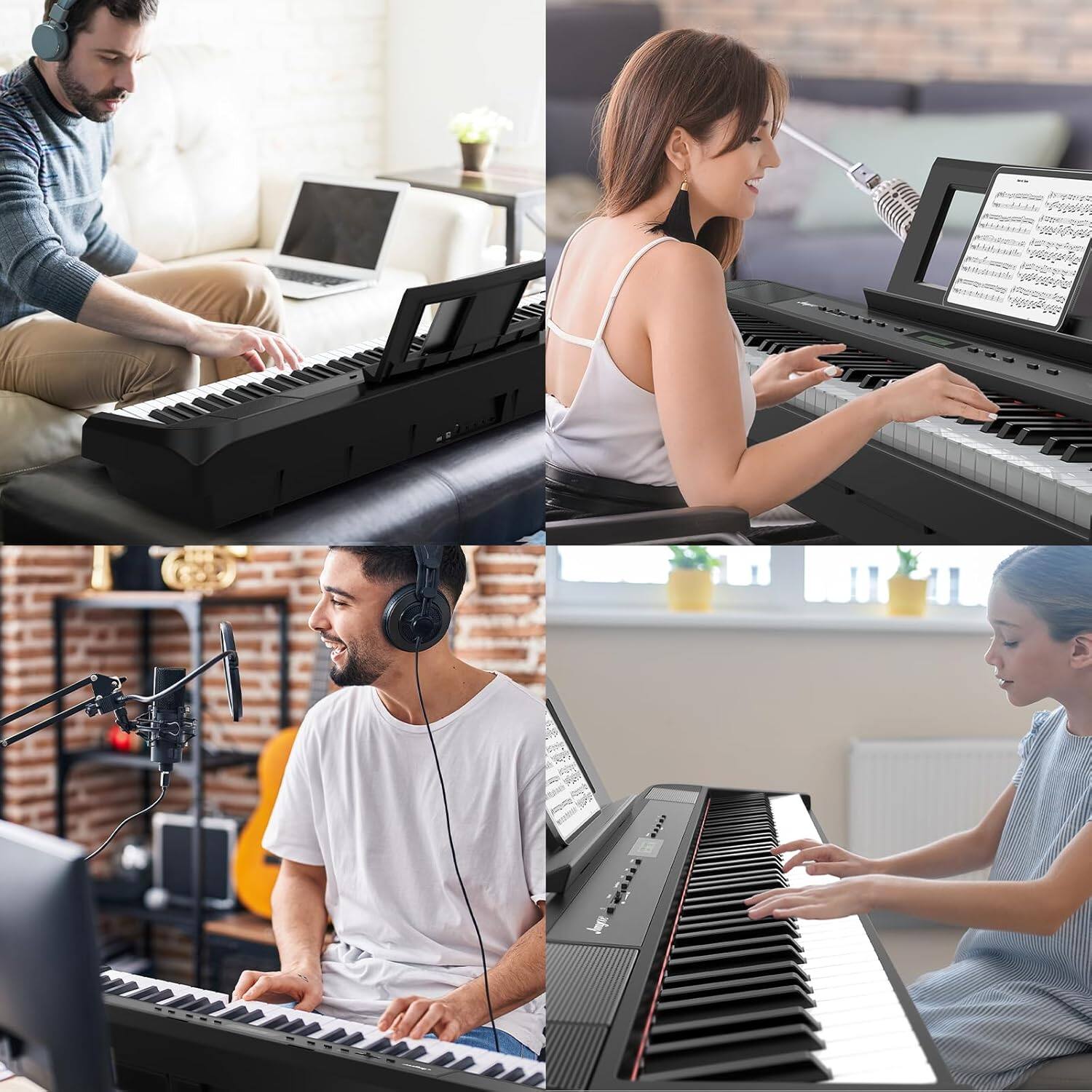 Alt View 1. GARVEE - 88-Key Weighted Digital Piano, Full-Size Portable Keyboard for Beginners with Sustain Pedal & Power Supply.