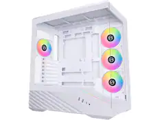 Front. Lian Li - Lian Li V100 ATX Mid-Tower Case, 4x 120mm ARGB Fans, RGB Strip, Tempered Glass, 420mm GPU Support - White (V100RW) - White.