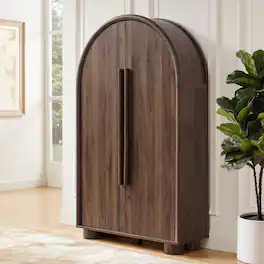 Bellamy Arched Fold-Out Desk Cabinet by Modway - Walnut
