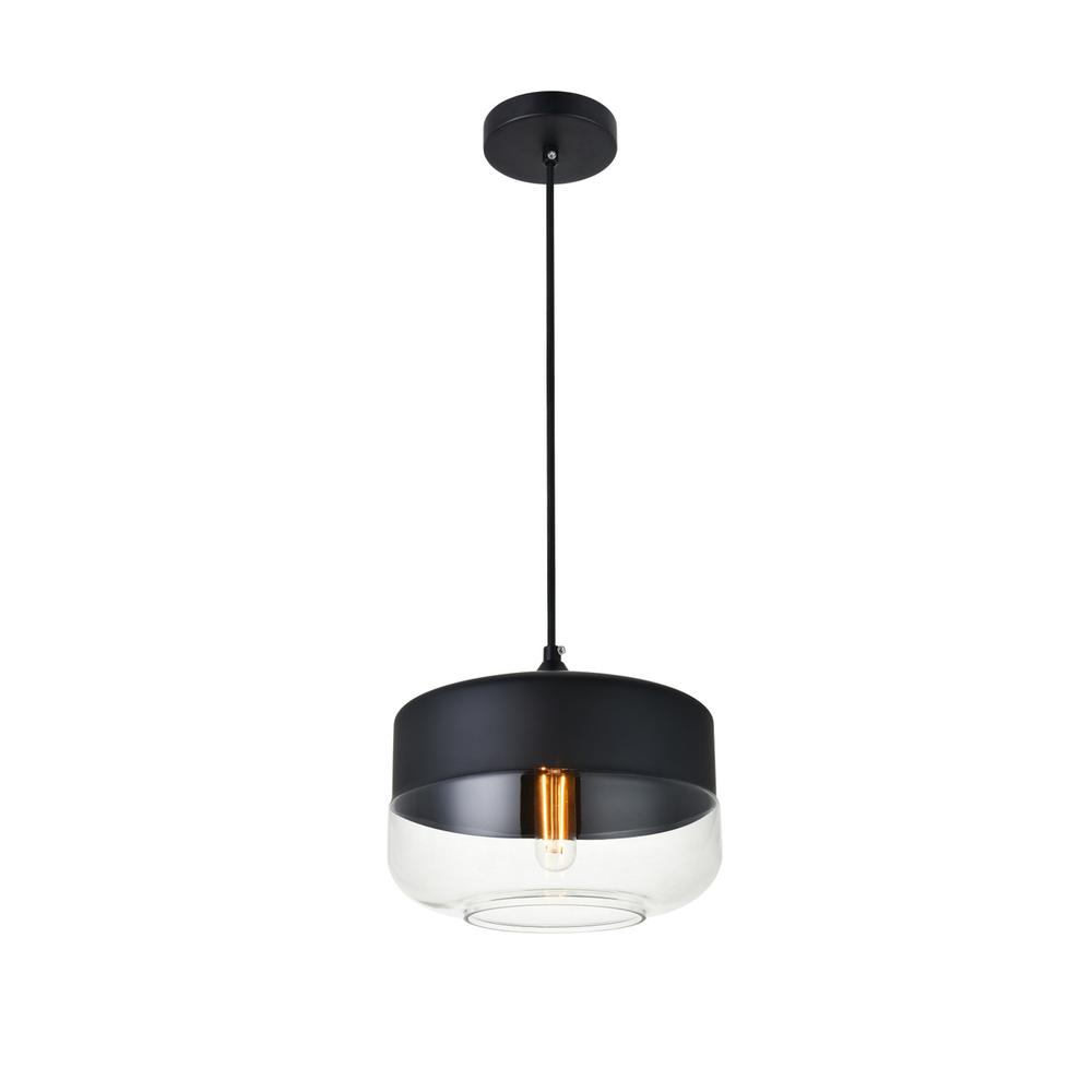 Alt View 2. Living District - Ashwell 1 Light Black Pendant With Clear Glass - Black And Clear.