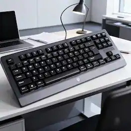 Oumilen - Wired Mechanical Keyboard – 87 Keys Compact with Red Switches, USB Plug & Play, Ergonomic Office Gaming - Black
