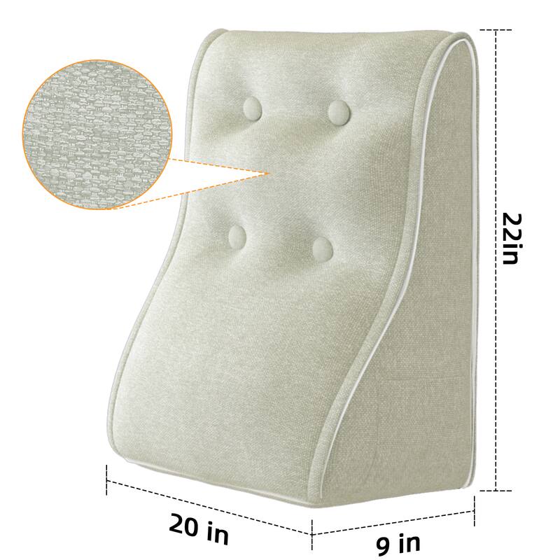 Left. wowmax - Ergonomic Wedge Pillow for Bed - Soft PP Cotton Pillow for Headboard Reading, Acid Reflux & Post-Surgery, Beige - White.