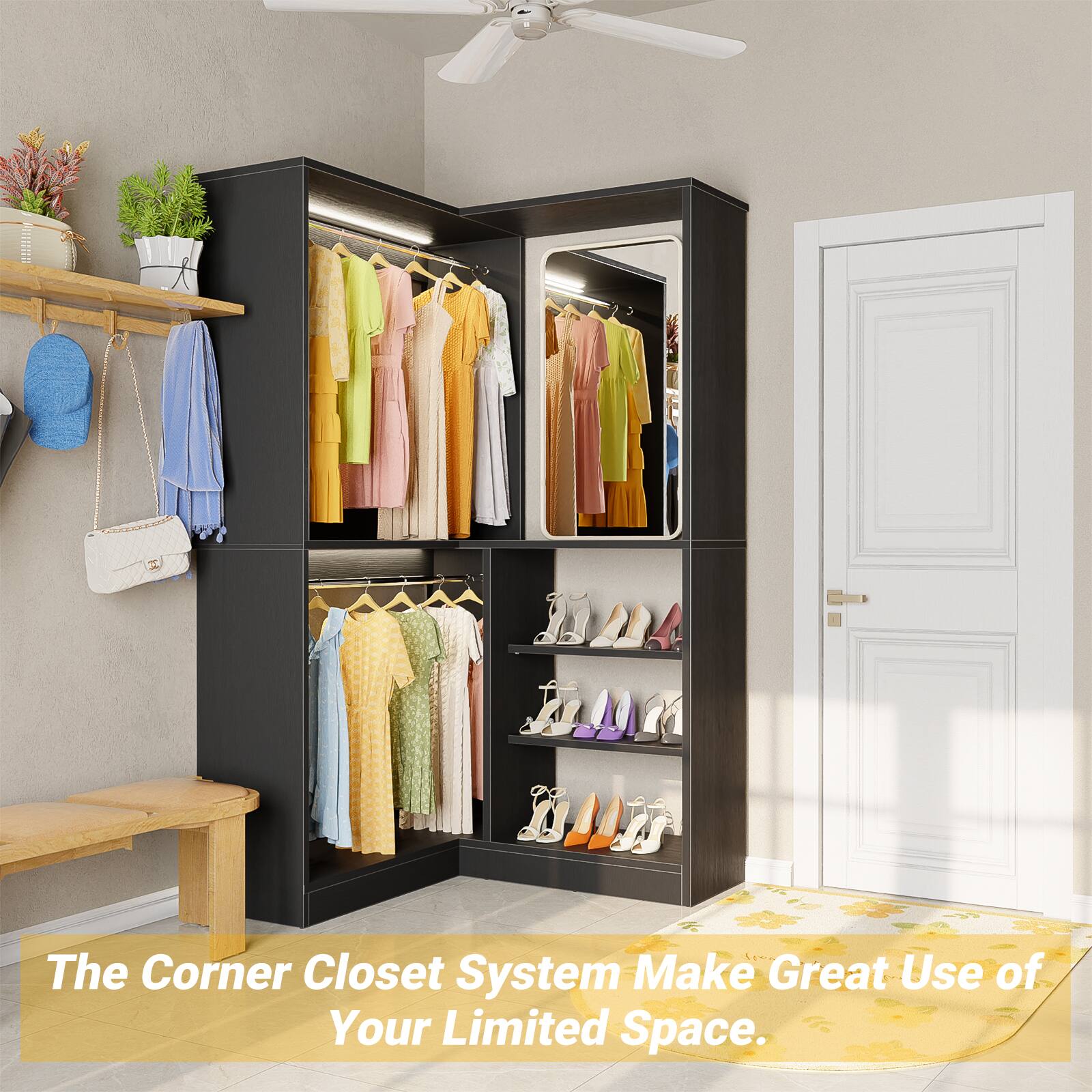 The Corner Closet System Makes Great Use of Your Limited Space.