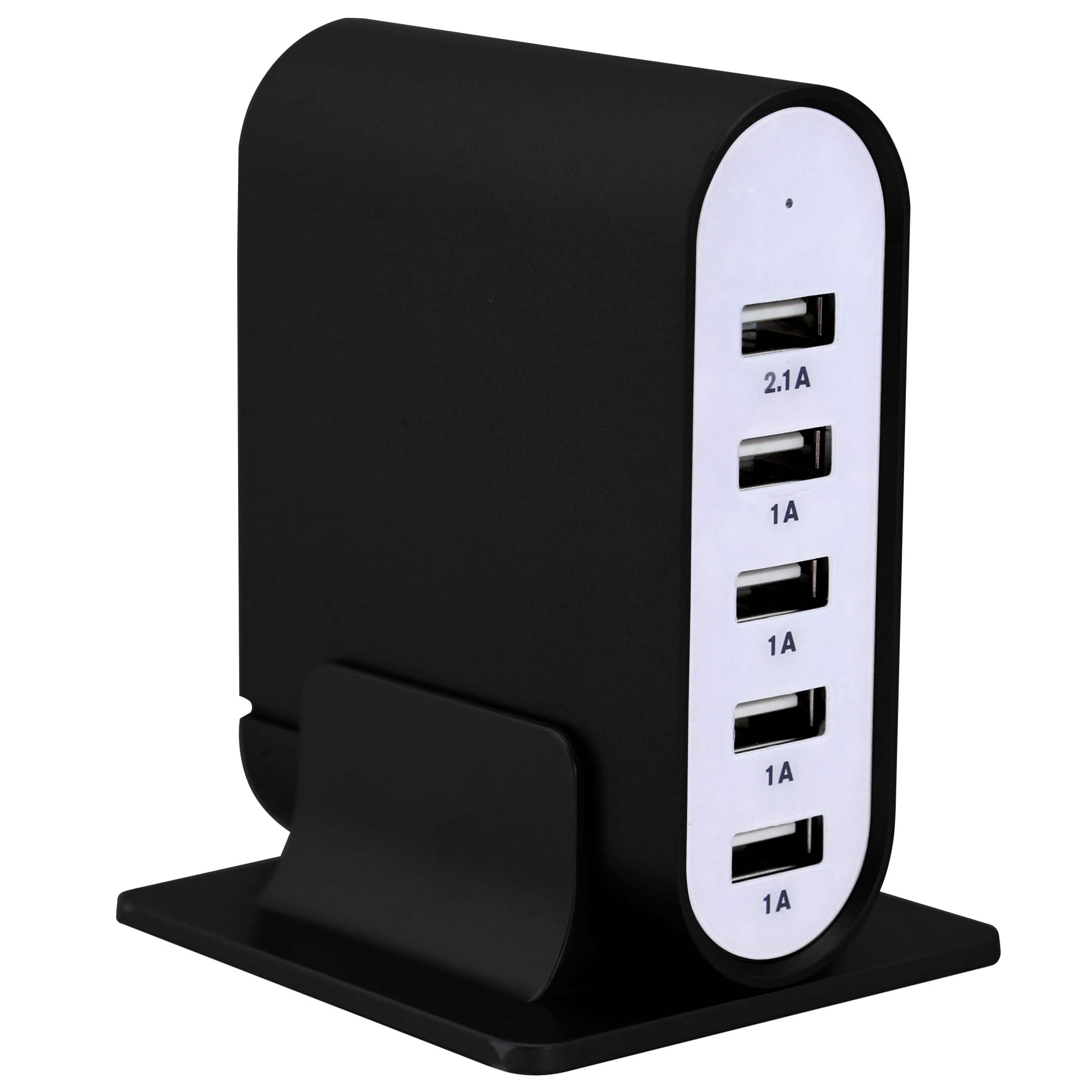 Front. Trexonic - Trexonic 7.1 Amps 5 Port Universal USB Compact Charging Station in Black Finish - Black.