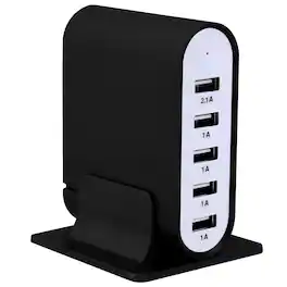 Trexonic - 7.1 Amps 5 Port Universal USB Compact Charging Station in Black Finish - Black