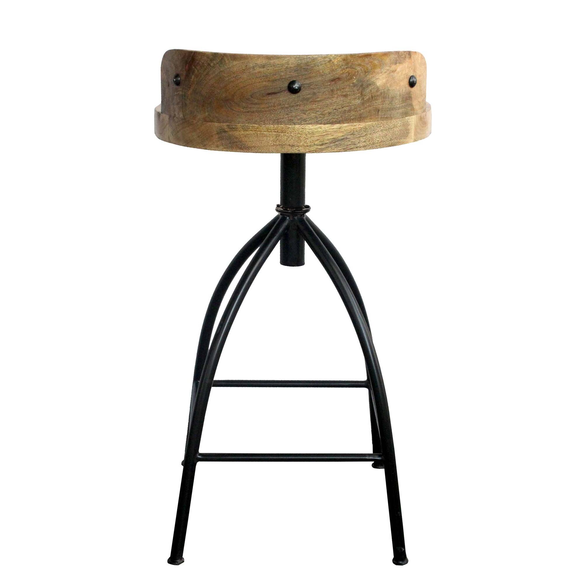 Angle. Manhattan Lane - Pia 25-31 Inch Industrial Style Counter Height Stool with Adjustable Swivel Seat - Brown and Black.